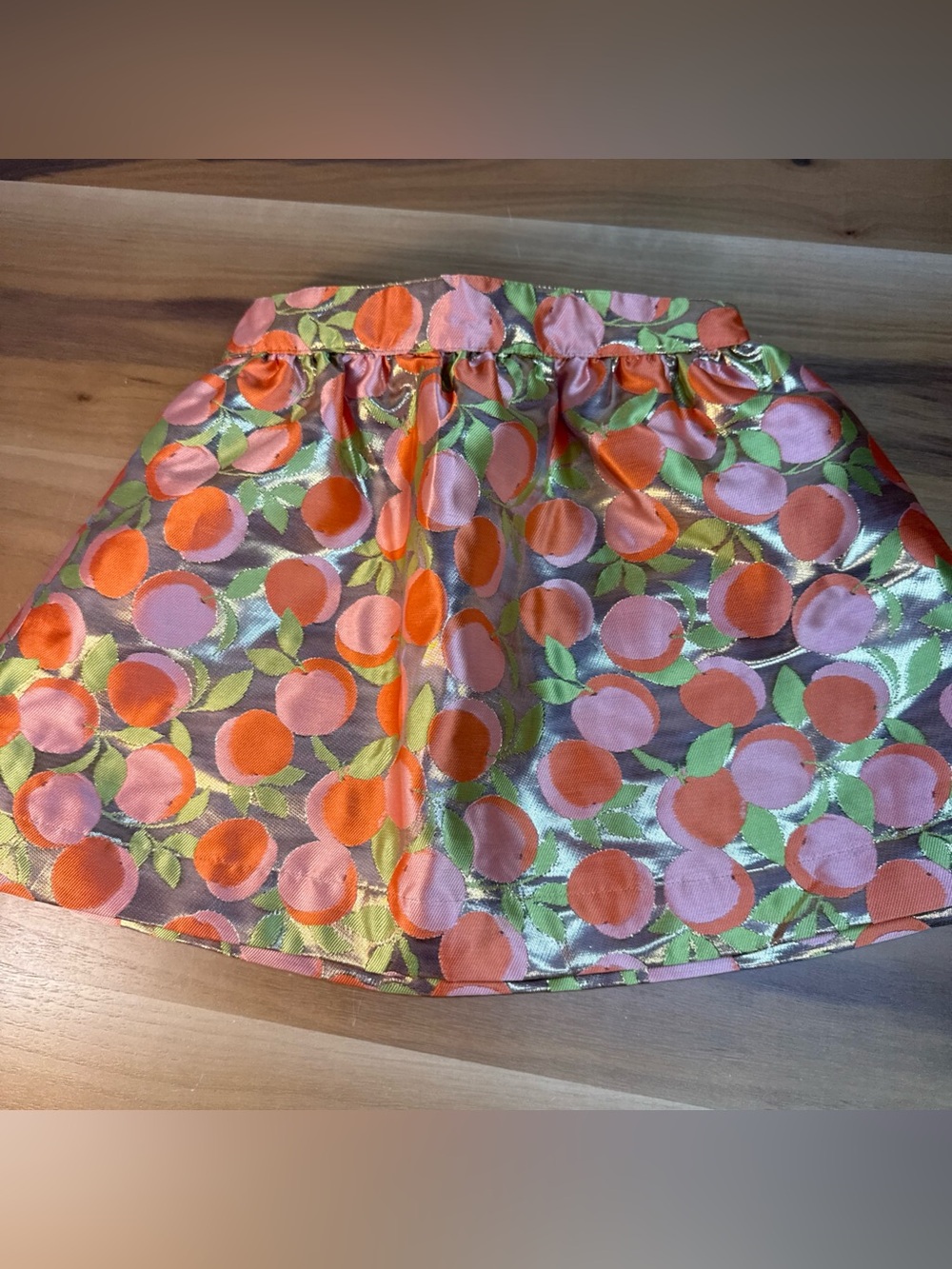 Mini Boden Girls Metallic Party Skirt Gold Jaquard Peach Pattern Sz‎ 8-9Y